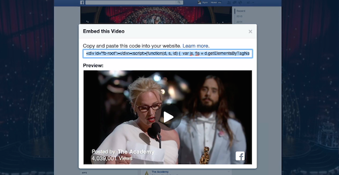 facebook embedded videos