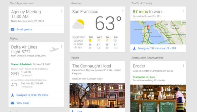 Personalized Info Cards - Google NOW