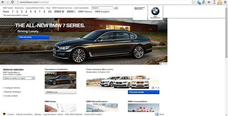 non responsive web design - bmw