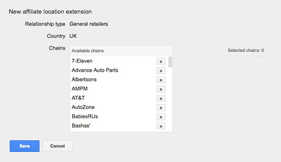 Affiliate Location option in AdWords Account