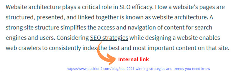 Internal Link Example Screenshot